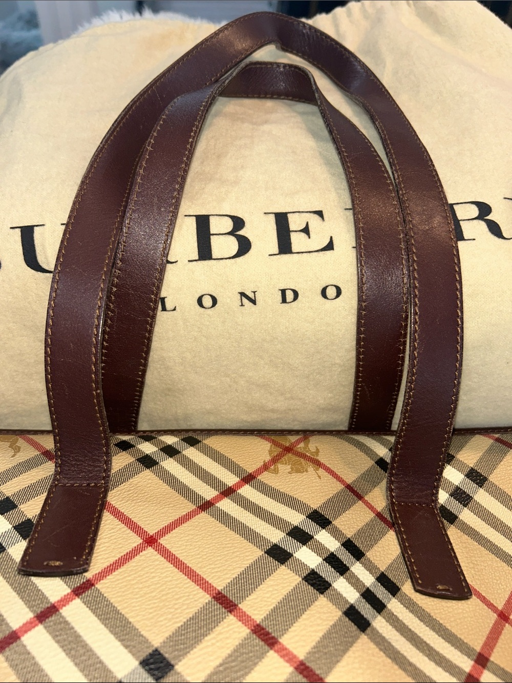 Burberry Tote Bag with Brown Trim - Picture 11 of 16